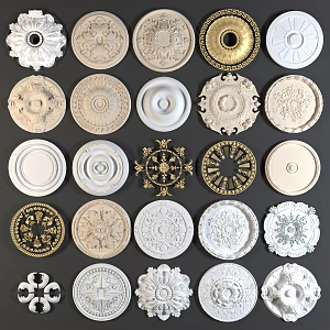 European-style lamp plate carved 3d model