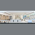 Modern Specialty Store Interior With Shelves Display Counters Seating And Bright Lighting 3d model