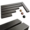 Modern Bathroom Accessories With Black Striped Non Slip Mats And Metal Decorative Balls
