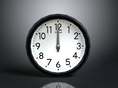 Round Analog Clock With White Dial Black Frame And Number Markings 3d model