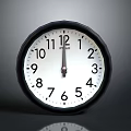 Round Analog Clock With White Dial Black Frame And Number Markings