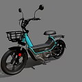 Turquoise and Black Electric Bicycle With Front Basket Black Seat And Rearview Mirrors