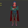 Superman Game Movie Character 3D Design Standing with Blue Suit Red Cape Iconic S Symbol
