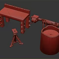 Heavy Duty Hardware Tools Workbench With Spikes Mechanical Arm Tripod And Warning Barrel
