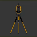 Yellow Measuring Device Instrument Mounted On Tripod Stand For Industrial Work