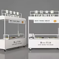 Mobile Commercial Tiramisu Vending Carts With White Design And Welcome Signage