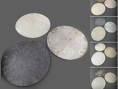 Stylish Round Rugs With Ornate Patterns And Neutral Colors For Home Interiors 3d model