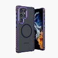 Samsung Protective Phone Case With Purple Border Magnetic Ring And Textured Design