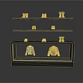 Modern Black Multi Tiered Display Shelf with Colorful Shoes and Jackets