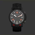 Stylish Watch With Gray Fabric Strap Red Inner Lining Round Dial And Black Case