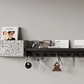 Modern Wall Decor Shelf With Hooks Keys Scissors Cards And Book Organizer