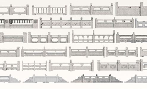 New Chinese Guardrail Stone Railing Stone Railing Stone Railing Stone Railing Stone Railing Stone Railing Marble Railing Fence 3d model
