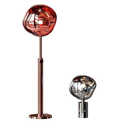 Red and Silver Floor Lamps With Spherical Shades And Modern Metal Poles 3d model