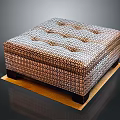 Square Geometric Pattern Tufted Ottoman With Black Legs And Wooden Base