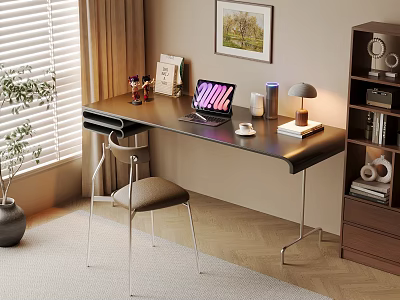 Quiet Ancient Style Desk and Chair Solid Wood Computer Desk and Chair Solid Wood Single Chair Writing Desk Learning Desk and Chair Office Desk and Chair Finished Desk Computer Decoration Combination 3d model