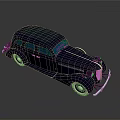 Vintage Dark Blue Car Featuring Streamlined Body White Wheels Front Grille And Reflection