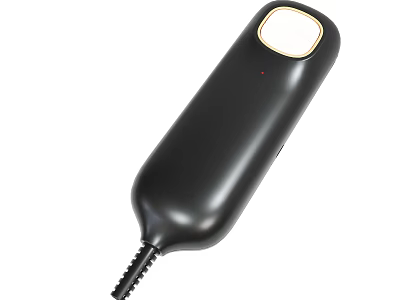 Black Handheld Device With White Circular Top And Connected Cable Design 3d model