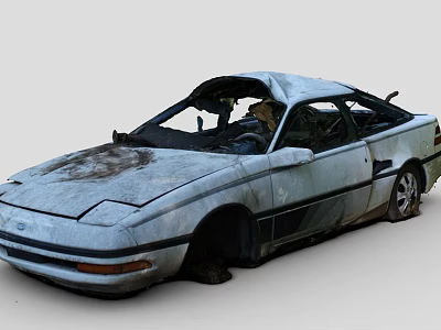 Abandoned Wrecked Car With Damaged Body Rusty Exterior And Broken Windows 3d model