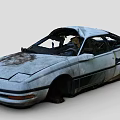 Abandoned Wrecked Car With Damaged Body Rusty Exterior And Broken Windows