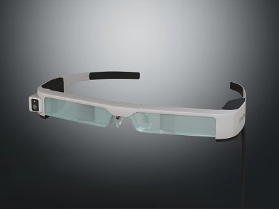 Smart Glasses With White Frame Transparent Lenses And Black Headband Design 3d model