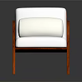 Single Sofa With Wooden Frame And White Cushion Modern Design 3d model