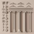 Jane European carved plaster line plaster component post lamp panel 3d model