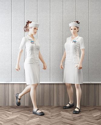 Modern Woman Female Nurse Characters 3d model