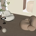 Modern Cream Style Lazy Sofa Picture Floor Lamp 3d model