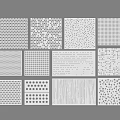 Assorted White Wall Panels Featuring Diverse Decorative Perforated And Linear Patterns 3d model