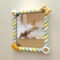 Colorful Cute Mirror With Twisted Rope Frame And Bow Bear Decorations Reflecting Bedroom Interior
