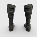 Black Tall Boots with Strap Design Thick Sole and Durable Leather Material 3d model