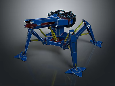 Mechanical Robot Creature Design With Spider Like Legs And Blue Metallic Structure 3d model