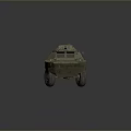 Green Military Wheeled Tank With Turret And Armored Combat Structure Design