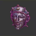 Bronze Lion Mask With Crown Like Ornaments And Spiked Edges Design