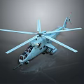 Military Transport Helicopter 3D Model Featuring Light Blue Body Main Rotor Tail Rotor And Cockpit