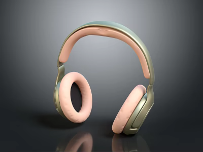 Modern Over Ear Headphones With Pink Ear Cushions Headband And Metallic Body 3d model