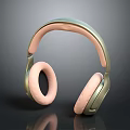 Modern Over Ear Headphones With Pink Ear Cushions Headband And Metallic Body