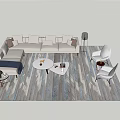 Modern Living Room Sofa And Coffee Table Combination With Decorative Painting Rug And Chairs