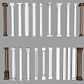 White And Brown Roman Columns In Various Classic Styles With Decorative Designs Displayed In Rows