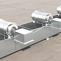 Stainless Steel Industrial Rotary Drum Processing Equipment Featuring Multiple Drums And Mobile Base 3d model
