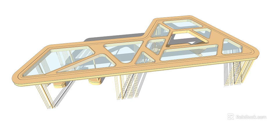 Modern Geometric Pergola Design With Transparent Glass Roof And Support Columns 3d model 