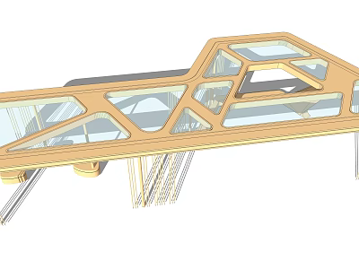 Modern Geometric Pergola Design With Transparent Glass Roof And Support Columns 3d model
