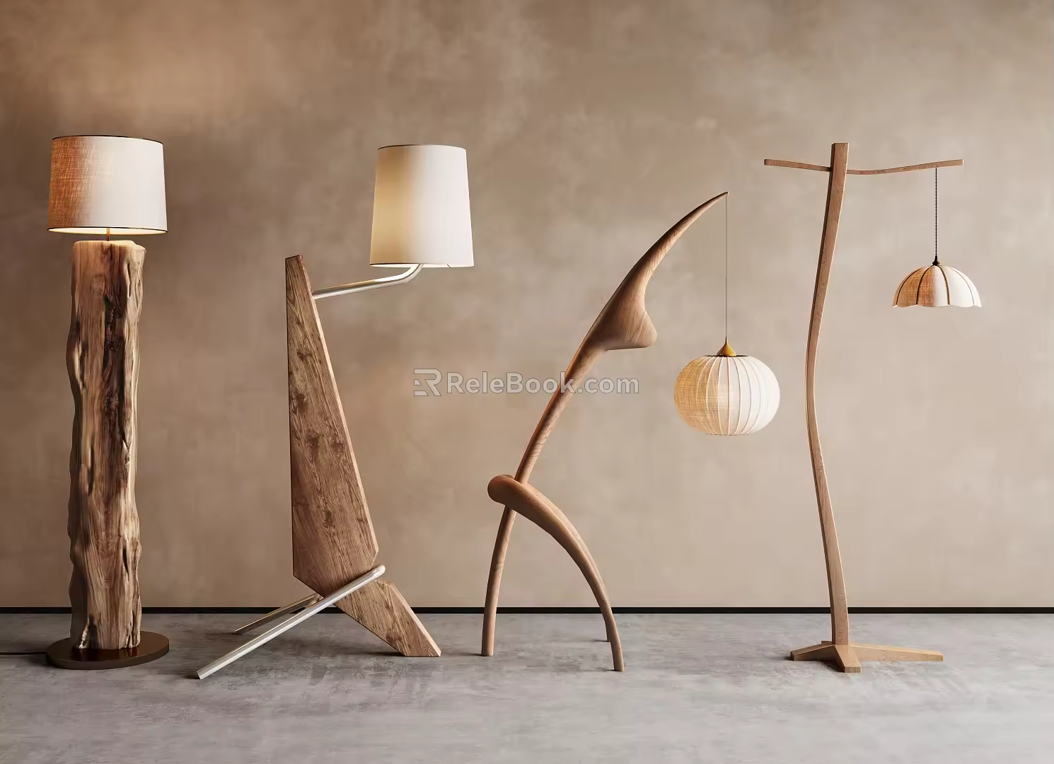 Modern Floor Table Lamp Log Floor Table Lamp Combination Table Lamp 3d model
