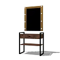 Wooden Vanity Table With Lighted Makeup Mirror And Drawer Design