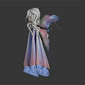 Game Movie Elf Character With Silver Long Hair Colorful Wings And Rainbow Cloak Dress