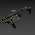 Worn Mechanical Tactical Gun With Complex Structure And Aiming Components 3d model