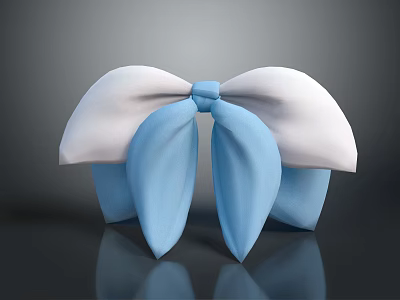 White and Light Blue Bowknot Shaped Decorative Ornament Set with Soft Texture 3d model