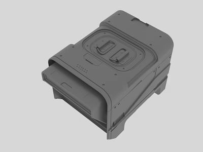 Gray Industrial Device Casing 3D Model With Structural Details And Holes 3d model