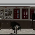 Wooden Background Wall With Decorative Pictures Display Cases Ties Cufflinks And Suit Mannequin