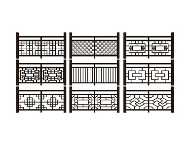 Chinese Guardrail Railing Combination 3d model